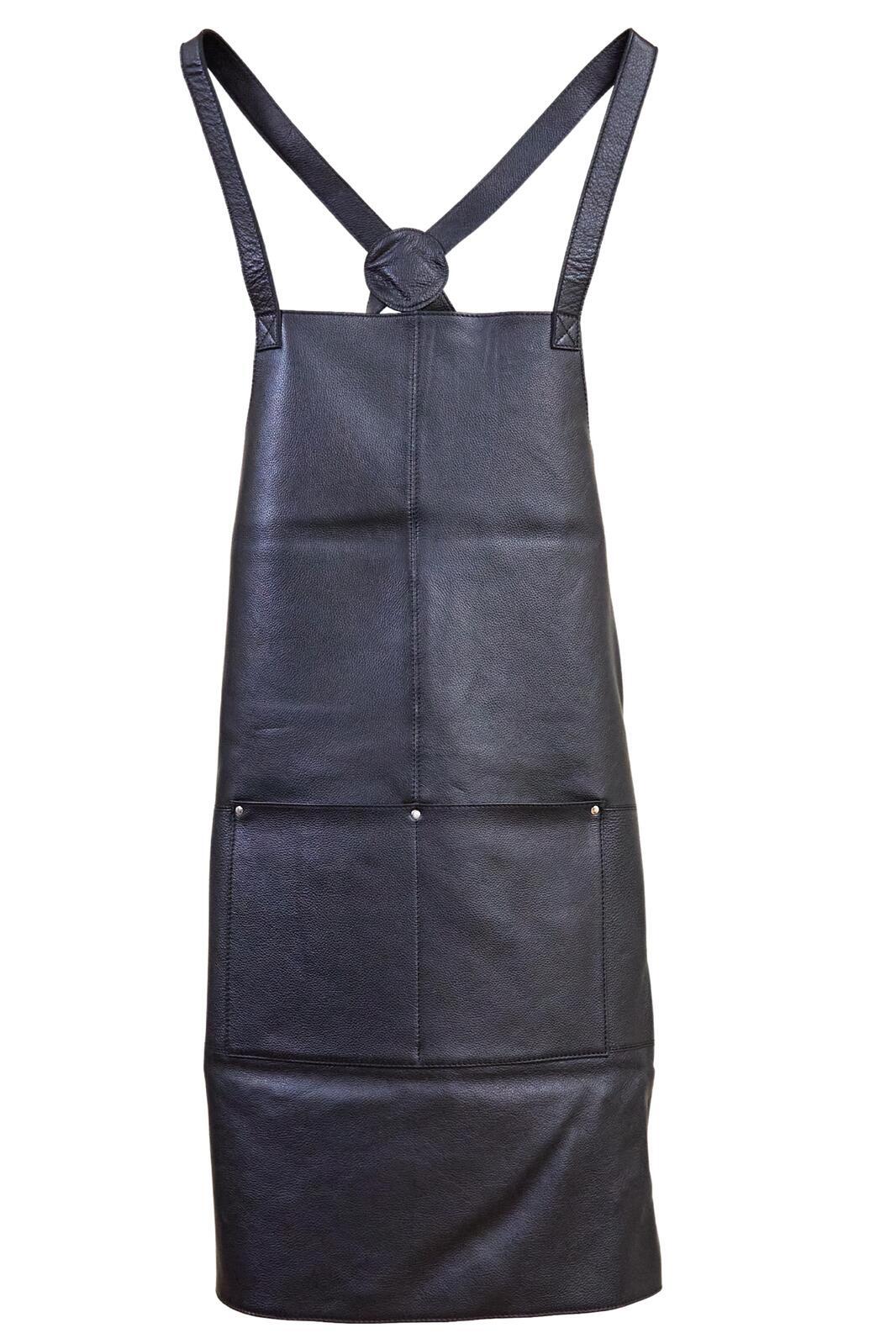 Pierre Cardin Professional Leather Apron - Matte Black (Butcher/Woodwork/Hairdressing/Barber/Chef)-4