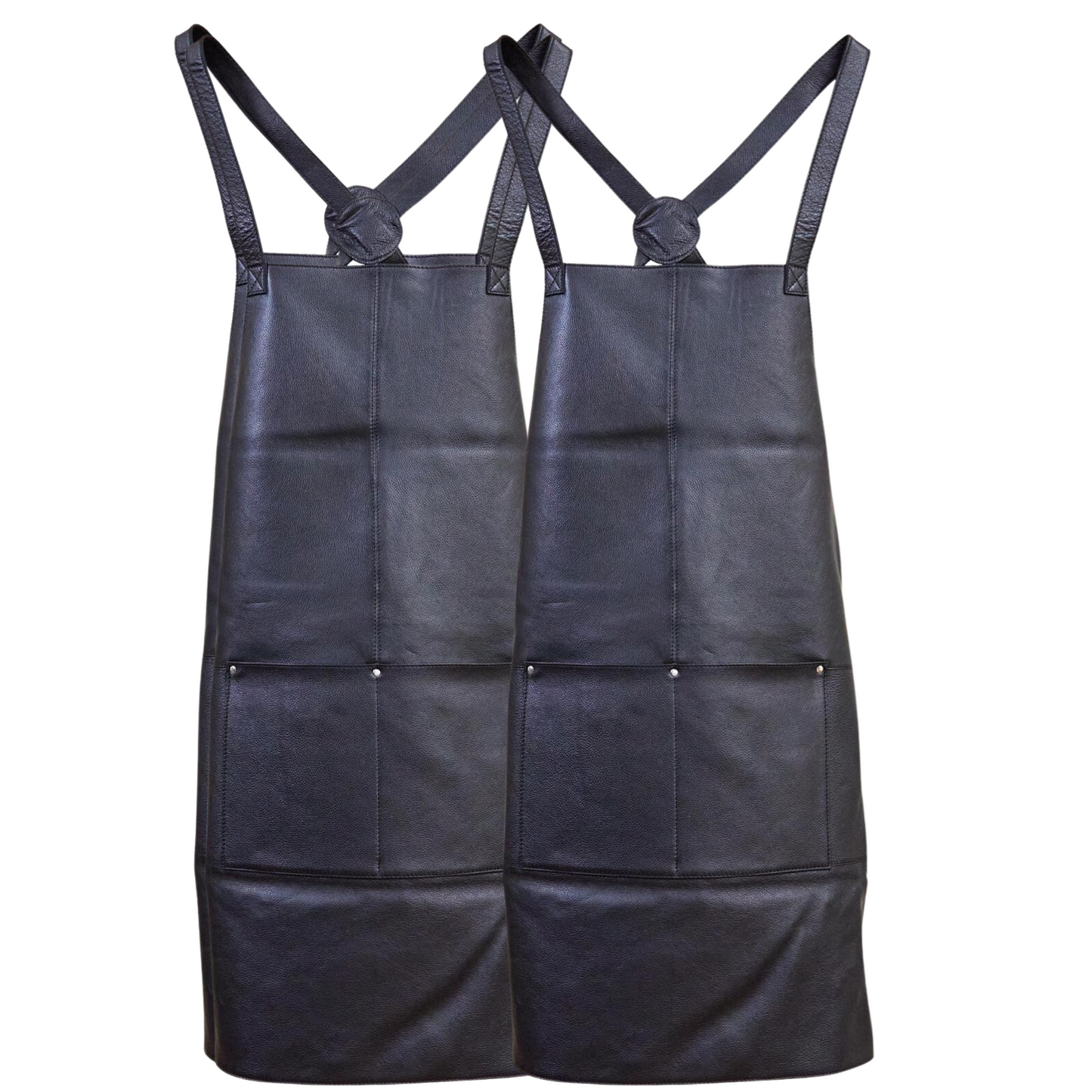 2x Pierre Cardin Professional Leather Apron - Matte Black (Butcher/Woodwork/Hairdressing/Barber/Chef)-0