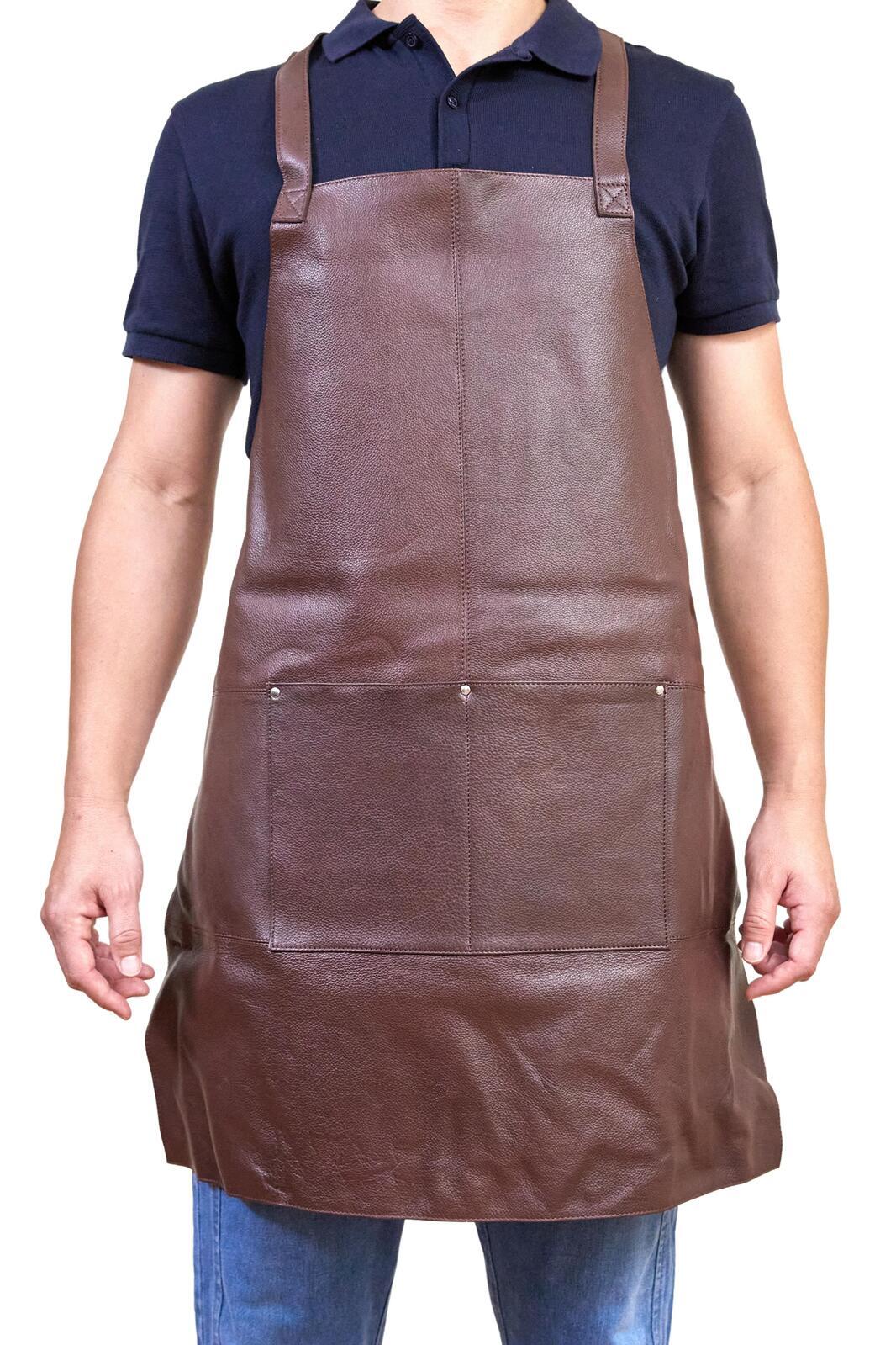 Pierre Cardin Professional Leather Apron - Brown (Butcher/Woodwork/Hairdressing/Barber/Chef)-2