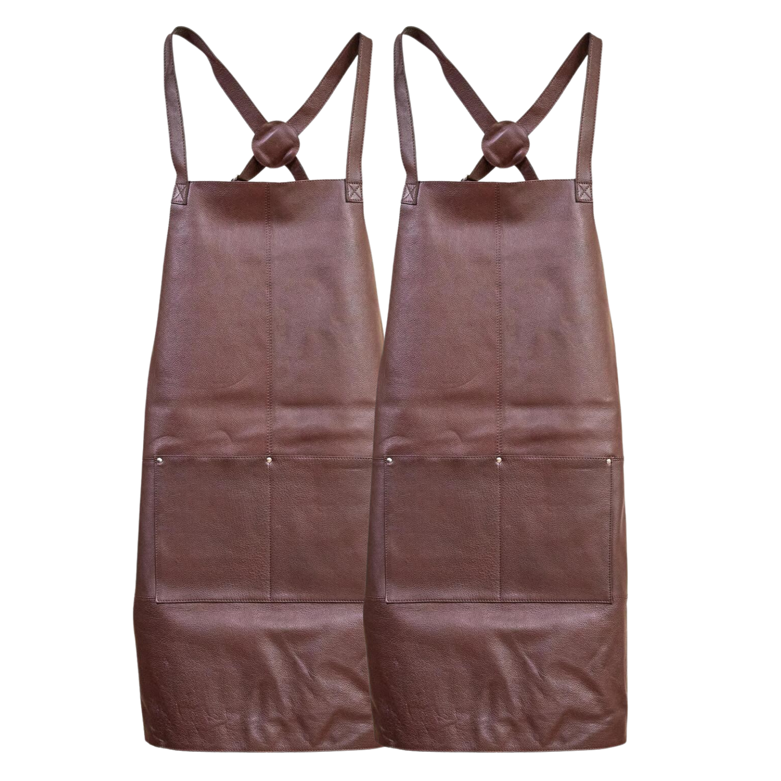 2x Pierre Cardin Professional Leather Apron - Brown (Butcher/Woodwork/Hairdressing/Barber/Chef)-0