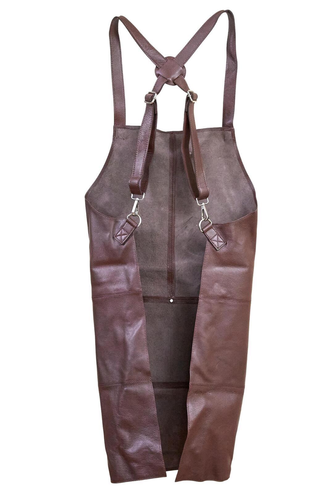 2x Pierre Cardin Professional Leather Apron - Brown (Butcher/Woodwork/Hairdressing/Barber/Chef)-4