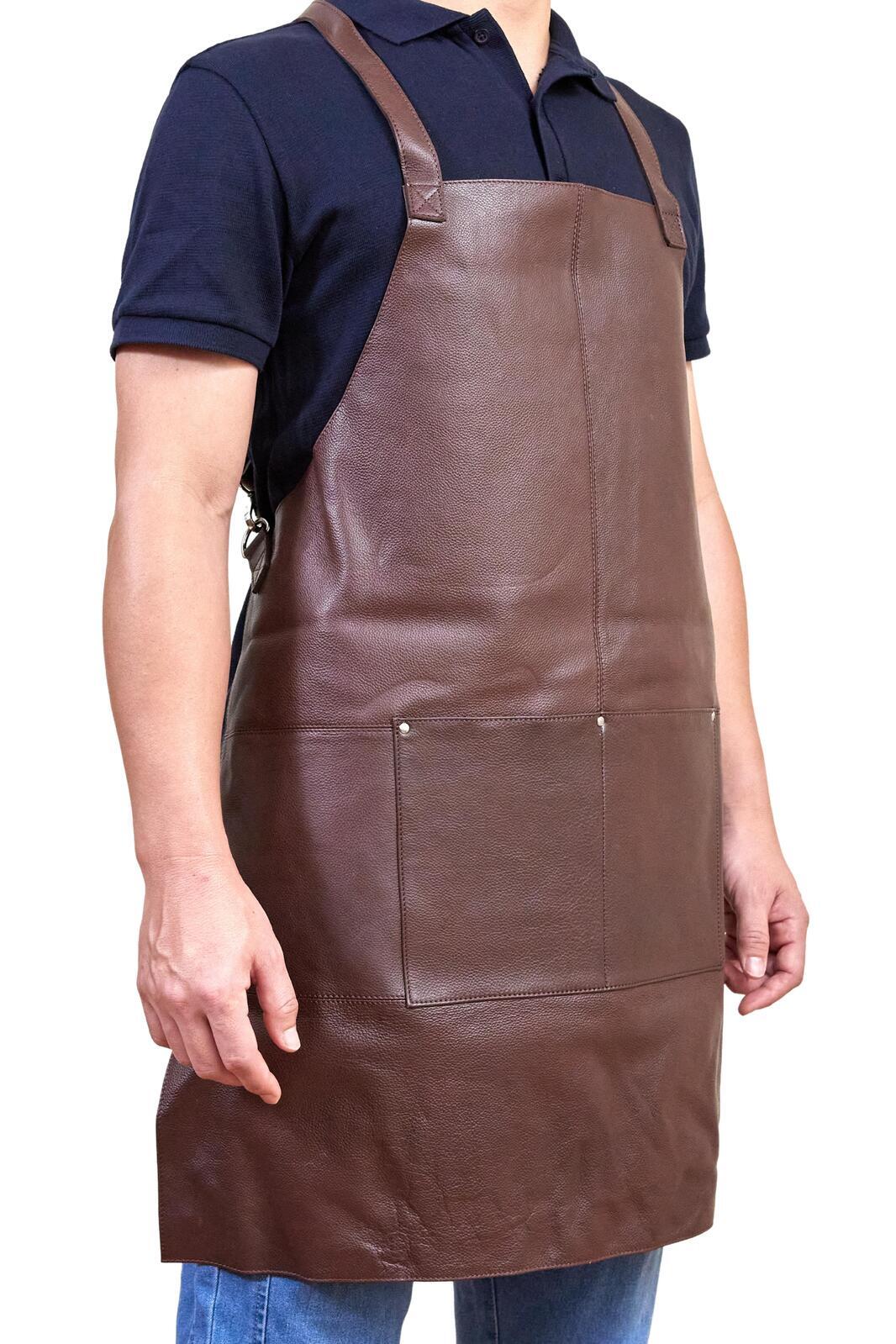 Pierre Cardin Professional Leather Apron - Brown (Butcher/Woodwork/Hairdressing/Barber/Chef)-0