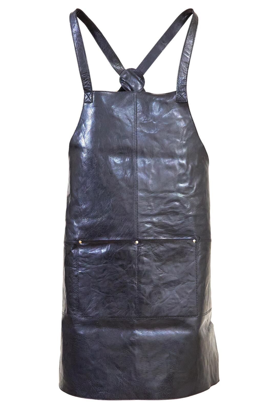 Pierre Cardin Professional Leather Apron - Shiny Black (Butcher/Woodwork/Hairdressing/Barber/Chef)-4