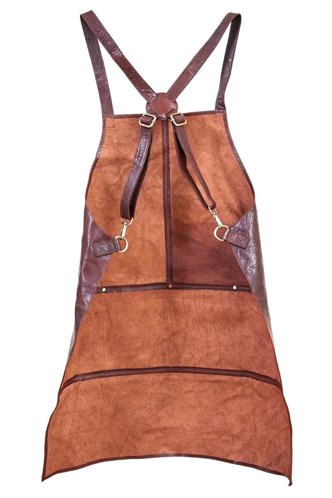 2x Pierre Cardin Professional Leather Apron - Chestnut (Butcher/Woodwork/Hairdressing/Barber/Chef)-3