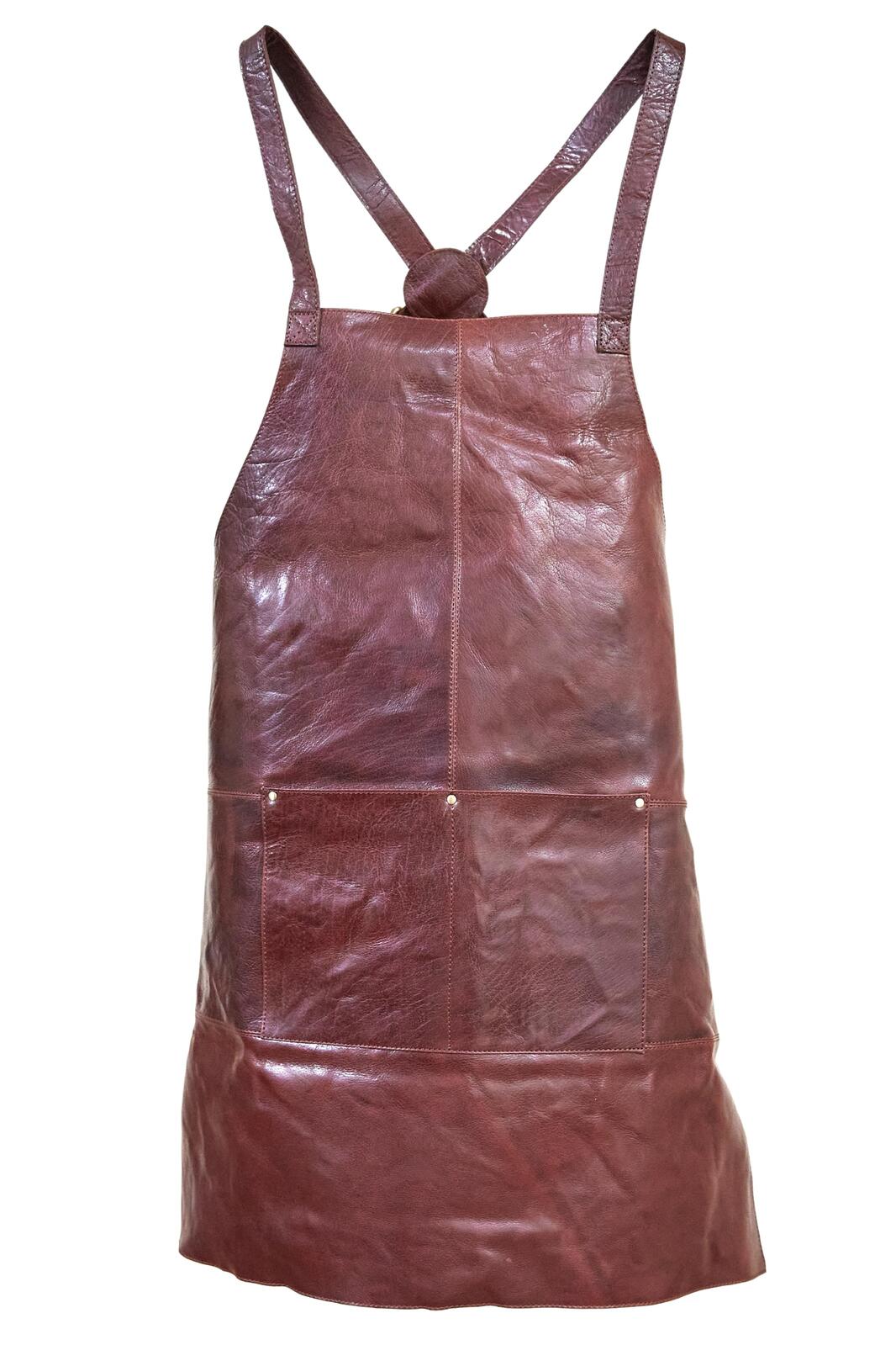 Pierre Cardin Professional Leather Apron - Chestnut (Butcher/Woodwork/Hairdressing/Barber/Chef)-4