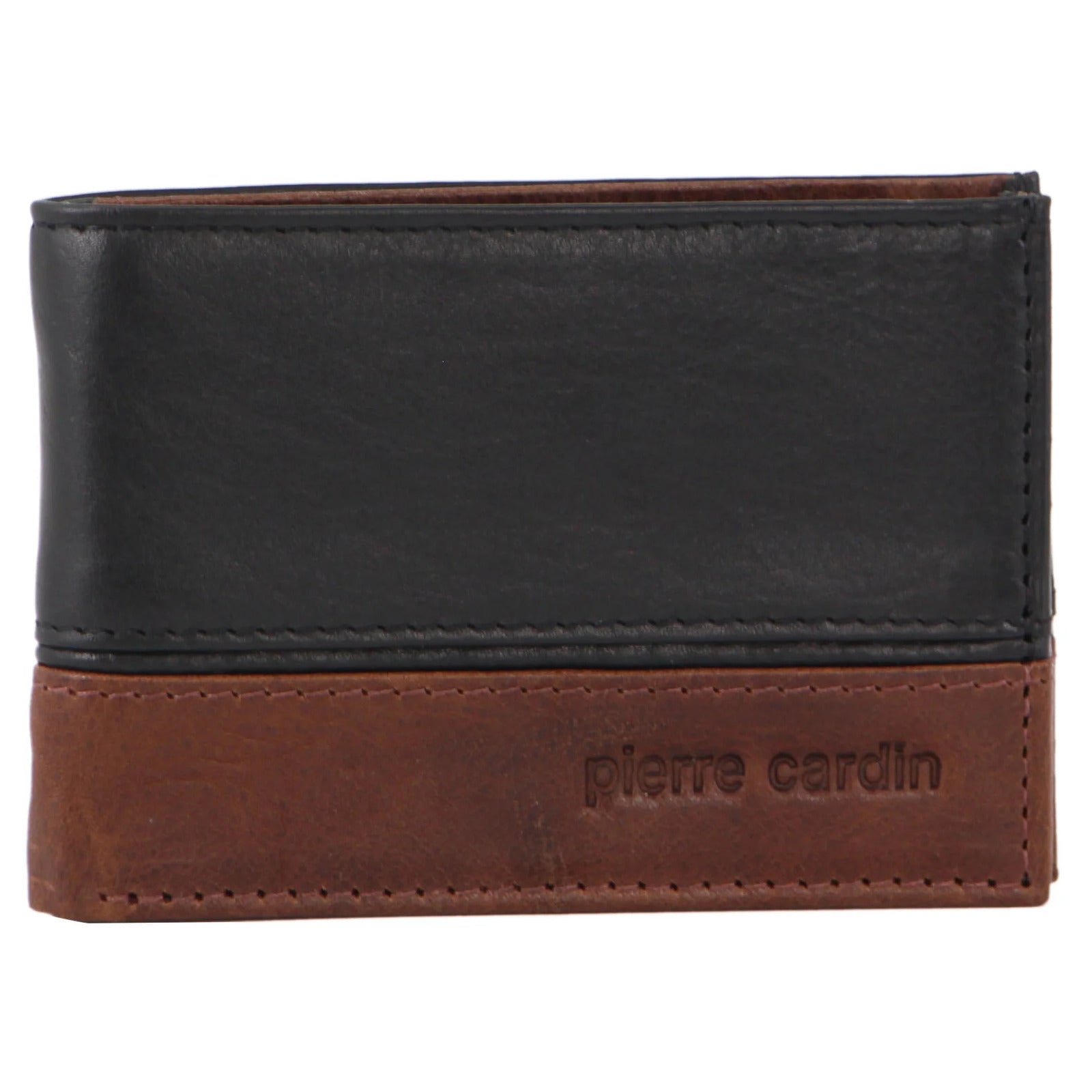 Pierre Cardin Mens Wallet Italian Leather Two-Tone Bi Fold RFID - Black/Cognac-2