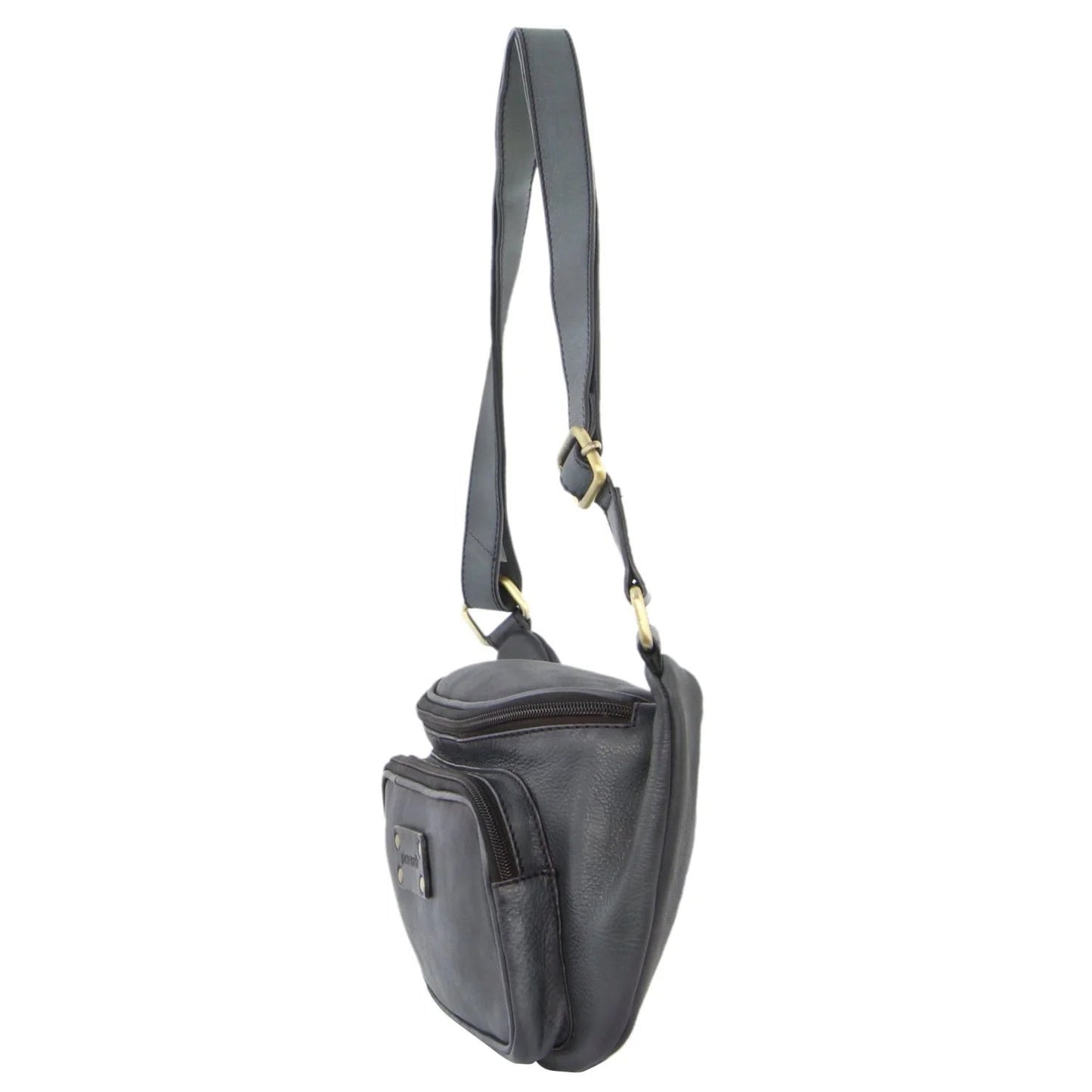 Pierre Cardin Women Sling Bum Bag Leather Crossbody Shoulder Travel Chest - Black-2