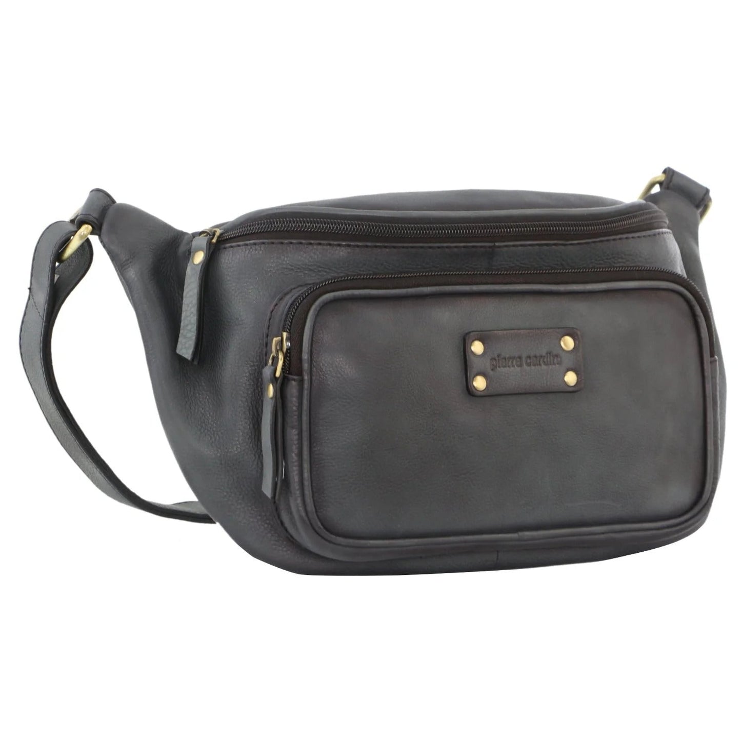 Pierre Cardin Women Sling Bum Bag Leather Crossbody Shoulder Travel Chest - Black-0