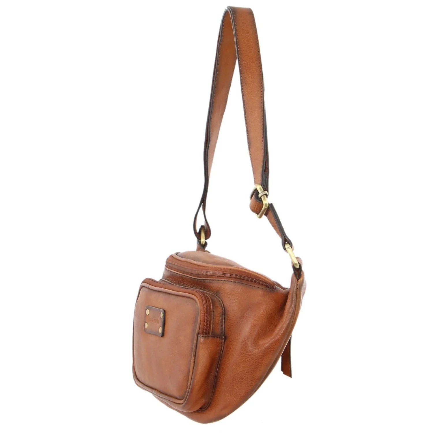 Pierre Cardin Women Sling Bum Bag Leather Crossbody Shoulder Travel Chest - Cognac-3