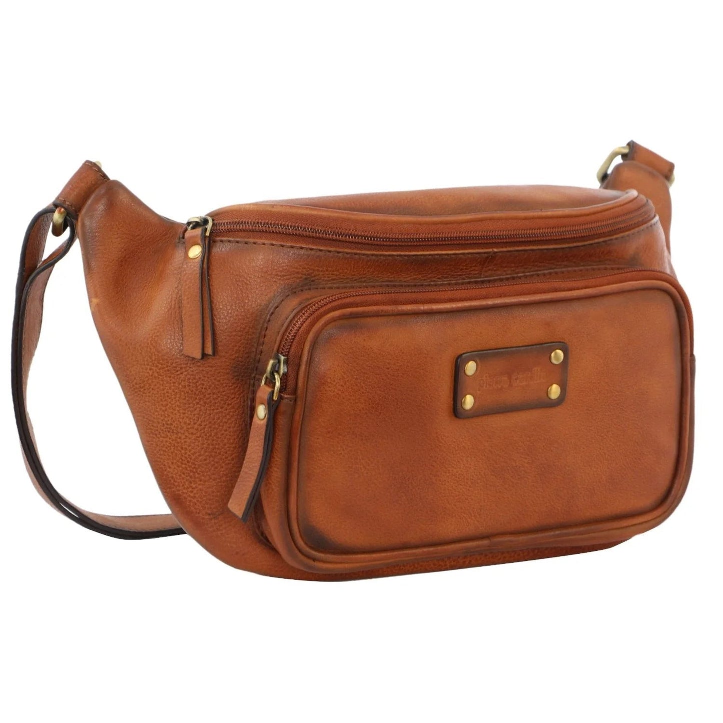 Pierre Cardin Women Sling Bum Bag Leather Crossbody Shoulder Travel Chest - Cognac-0