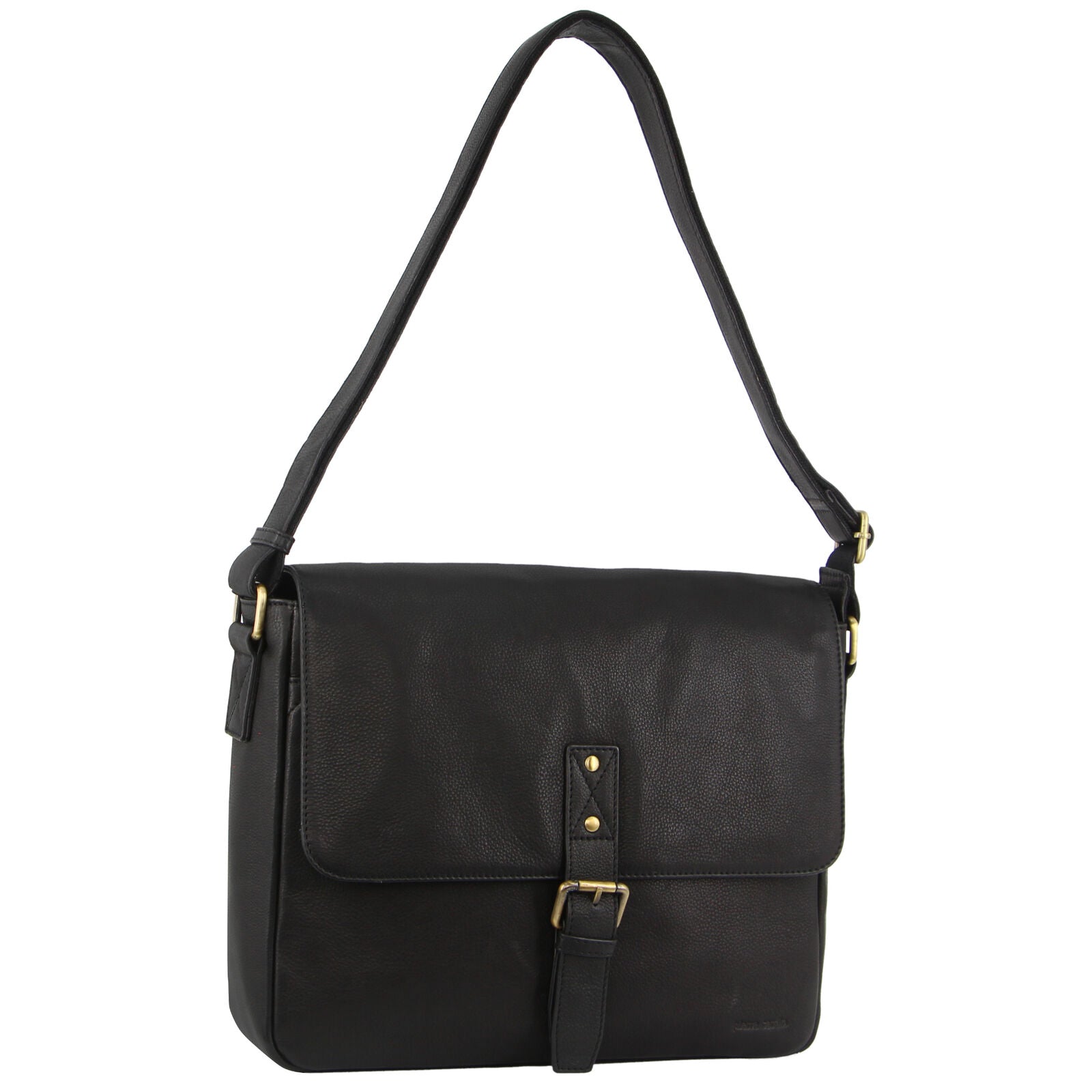 Pierre Cardin Leather Business Bag in Black with Laptop/Computer Sleeve-1