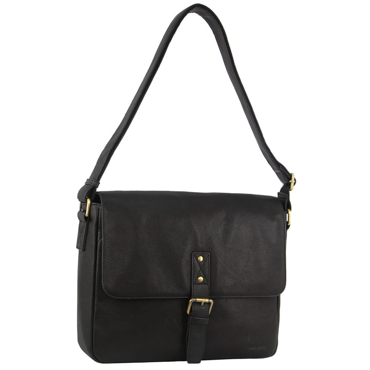 Pierre Cardin Leather Business Bag in Black with Laptop/Computer Sleeve