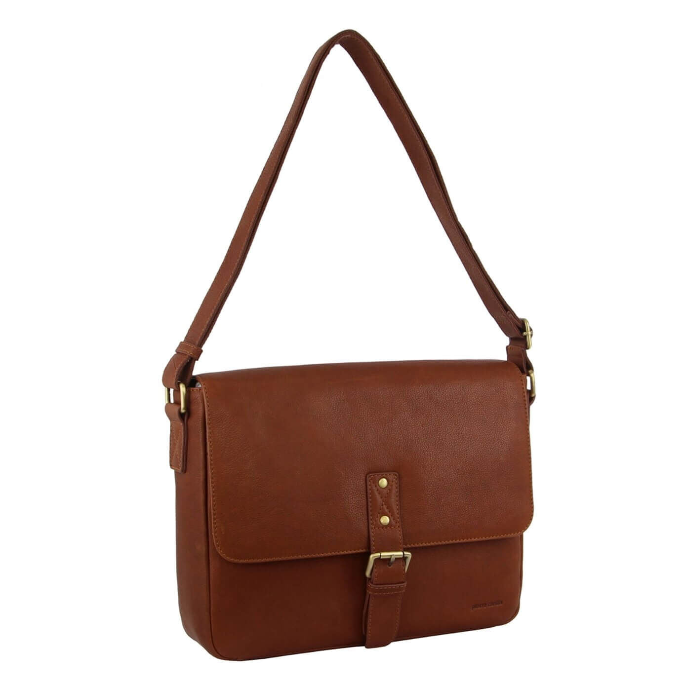 Pierre Cardin Leather Business Bag in Dark Tan with Laptop/Computer Sleeve-1
