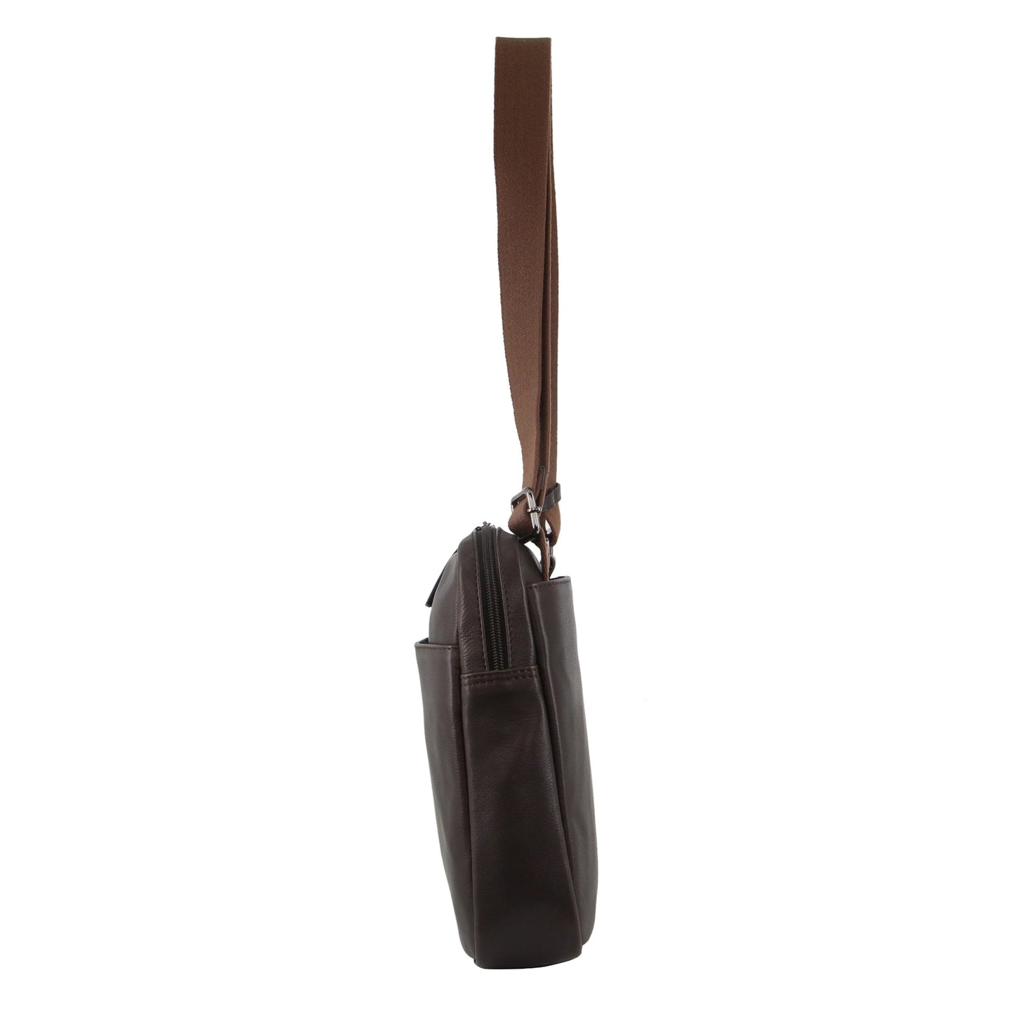 Pierre Cardin Mens Leather 13" Laptop Computer Bag - Brown-4