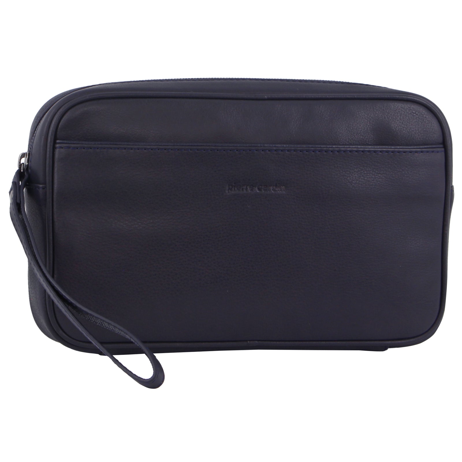 Pierre Cardin Mens Leather Organizer Bag Toiletry Case - Navy-1