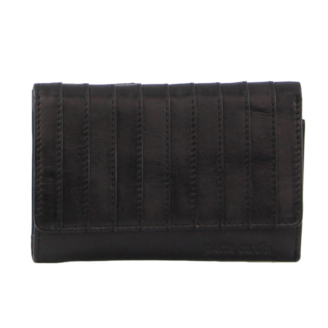 Pierre Cardin Stich Design Leather Ladies Large Tri-Fold Wallet in Black-2