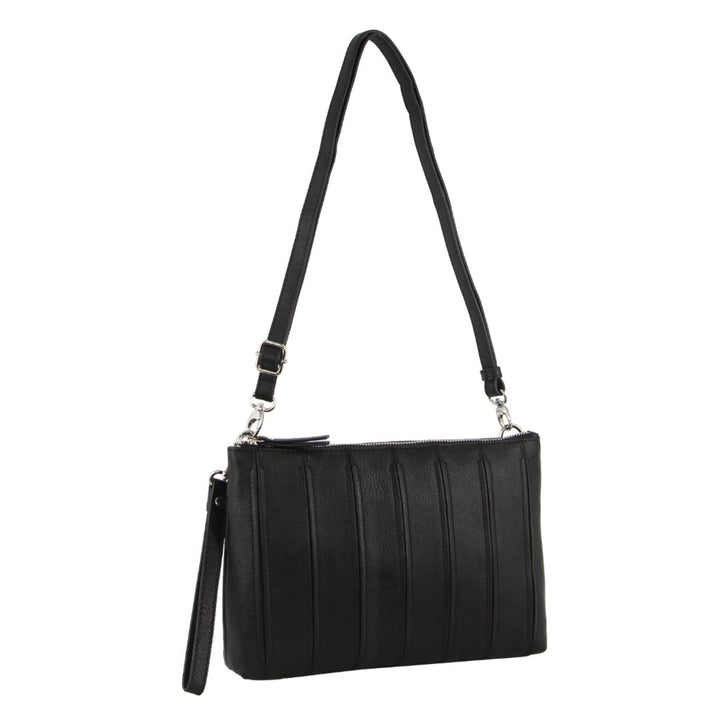 Pierre Cardin Womens Crossbody/Clutch Leather Bag in Black