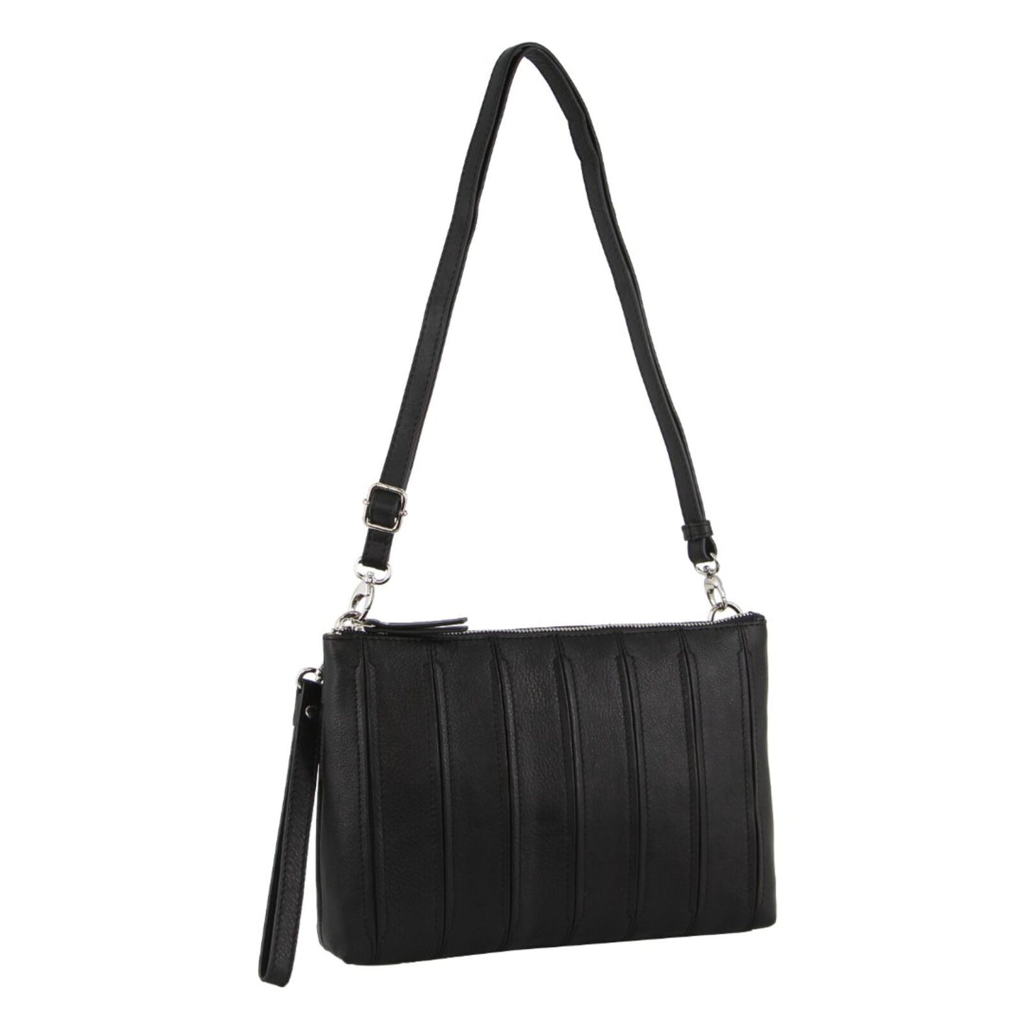 Pierre Cardin Womens Crossbody/Clutch Leather Bag in Black-0