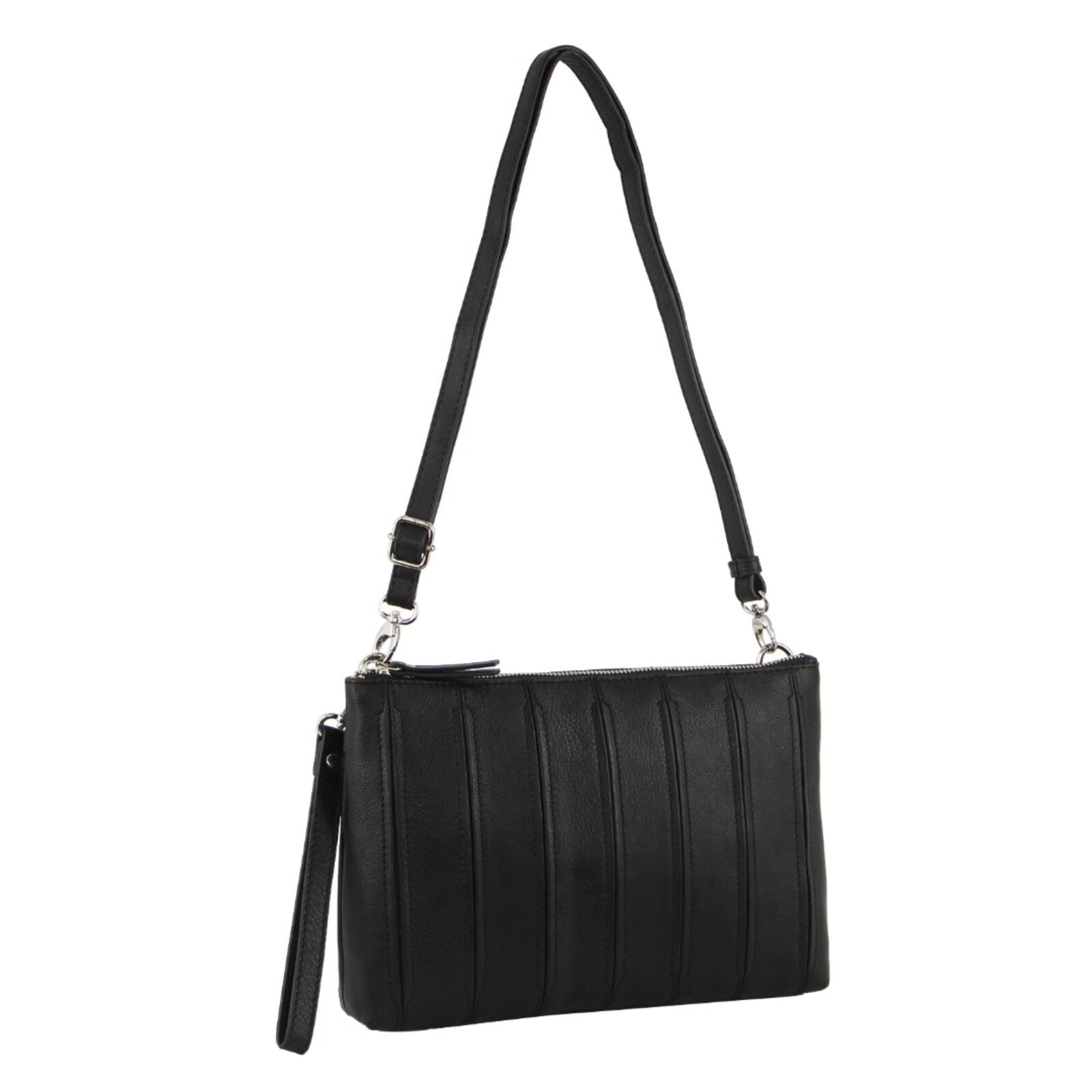 Pierre Cardin Womens Crossbody/Clutch Leather Bag in Black-0