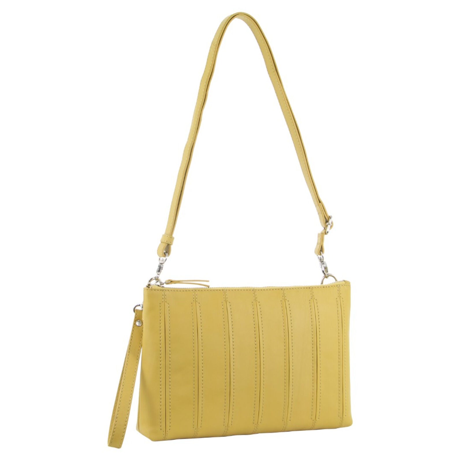 Pierre Cardin Womens Crossbody/Clutch Leather Bag in Yellow-0