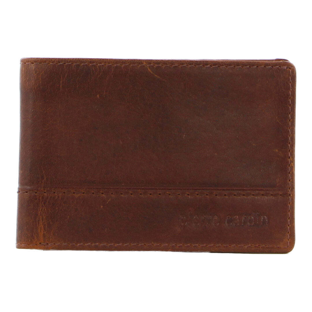 Pierre Cardin Mens Rustic Leather Wallet Bi-Fold RFID Slim - Tan-2
