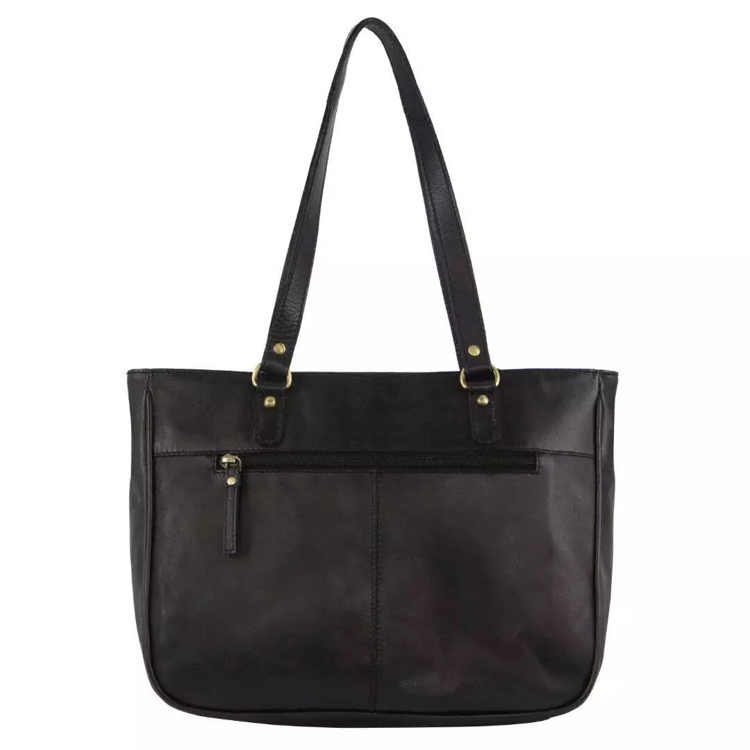 Pierre Cardin Womens Leather Stud Detail Tote Bag in Black-3