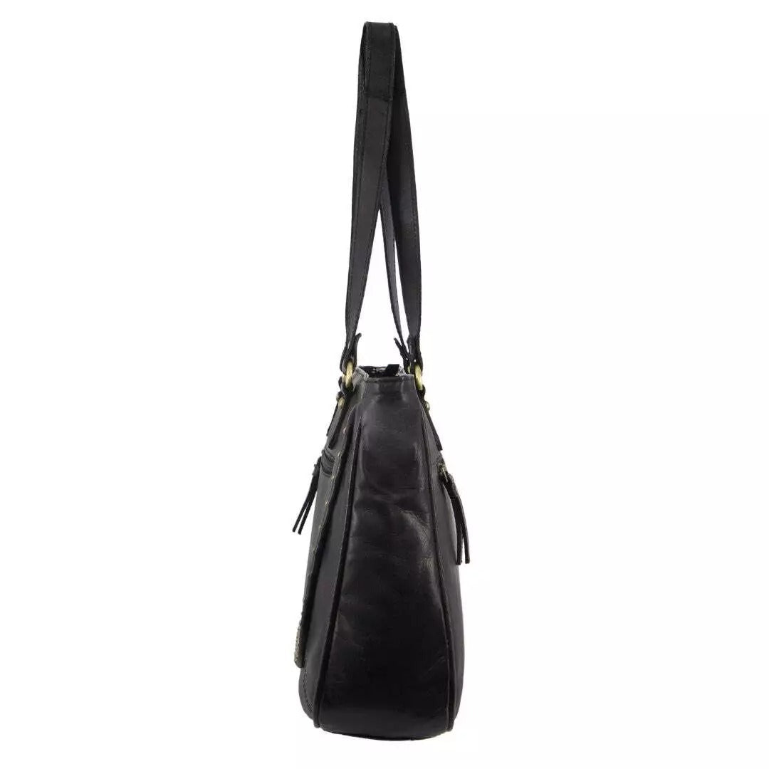 Pierre Cardin Womens Leather Stud Detail Tote Bag in Black-2