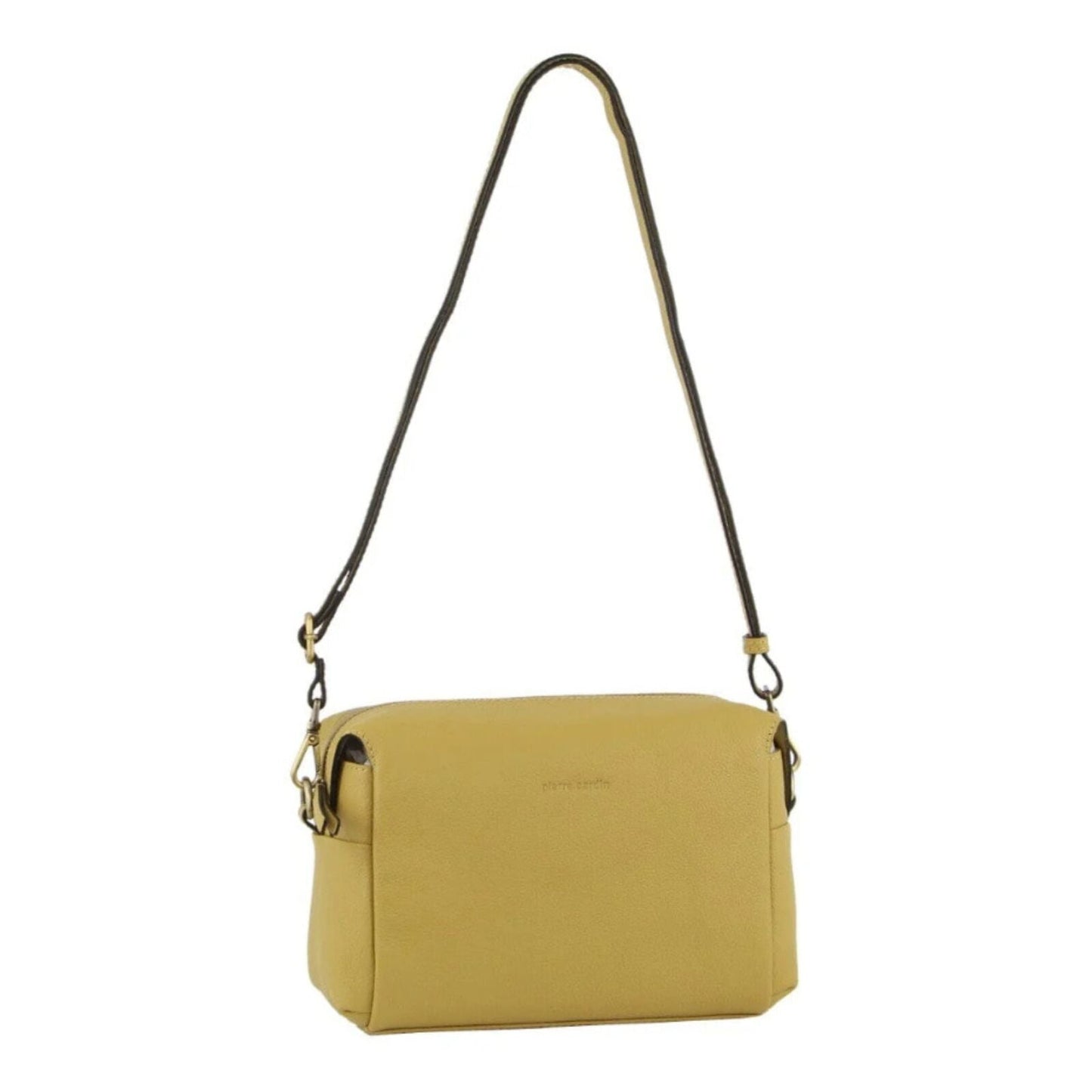 Pierre Cardin Ladies Leather Crossbody Bag Yellow Detachable Strap - Yellow-0