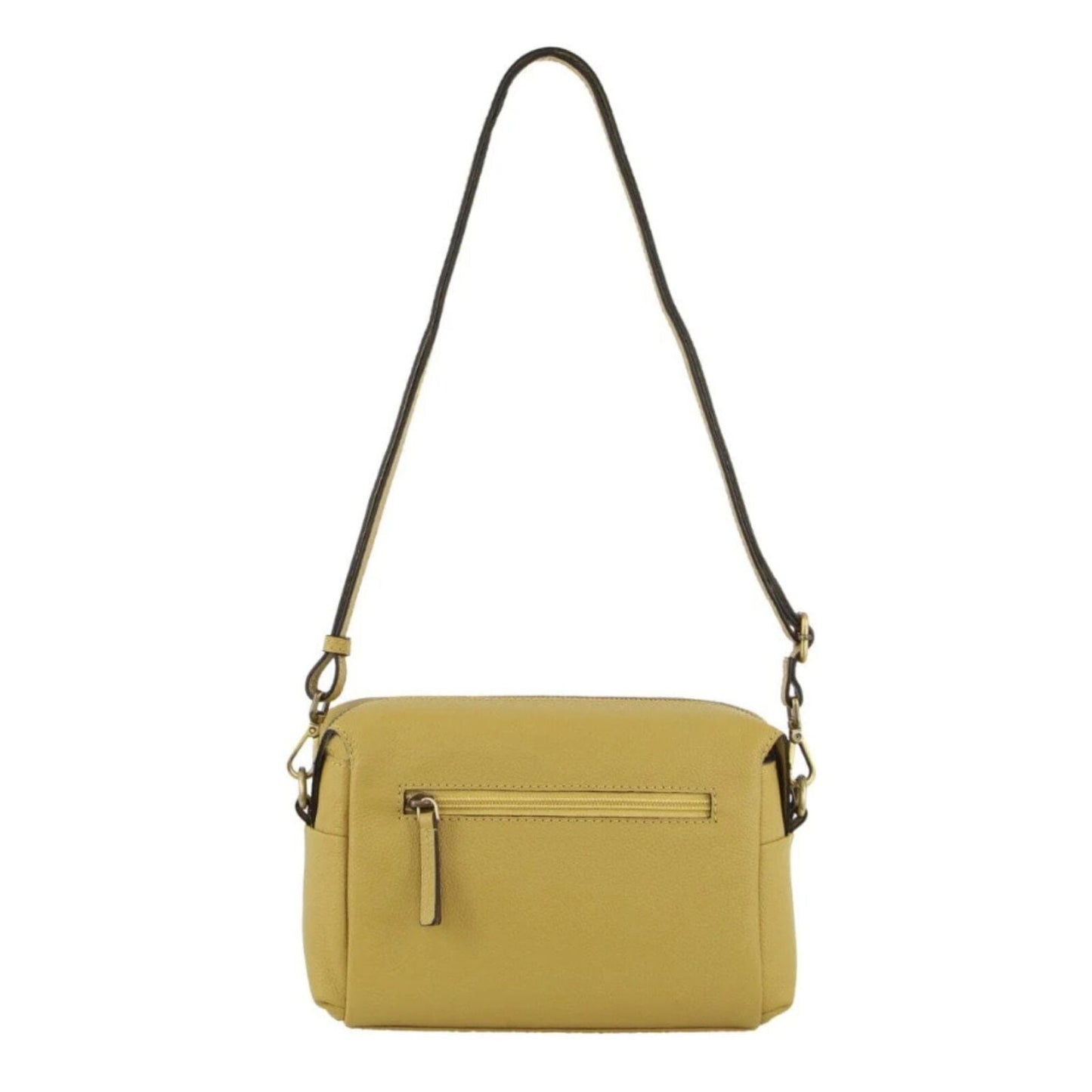 Pierre Cardin Ladies Leather Crossbody Bag Yellow Detachable Strap - Yellow-2