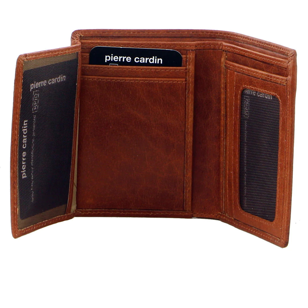 Pierre Cardin Mens Wallet Leather Tri-Fold Credit Card Slots Slim RFID - Tan-2