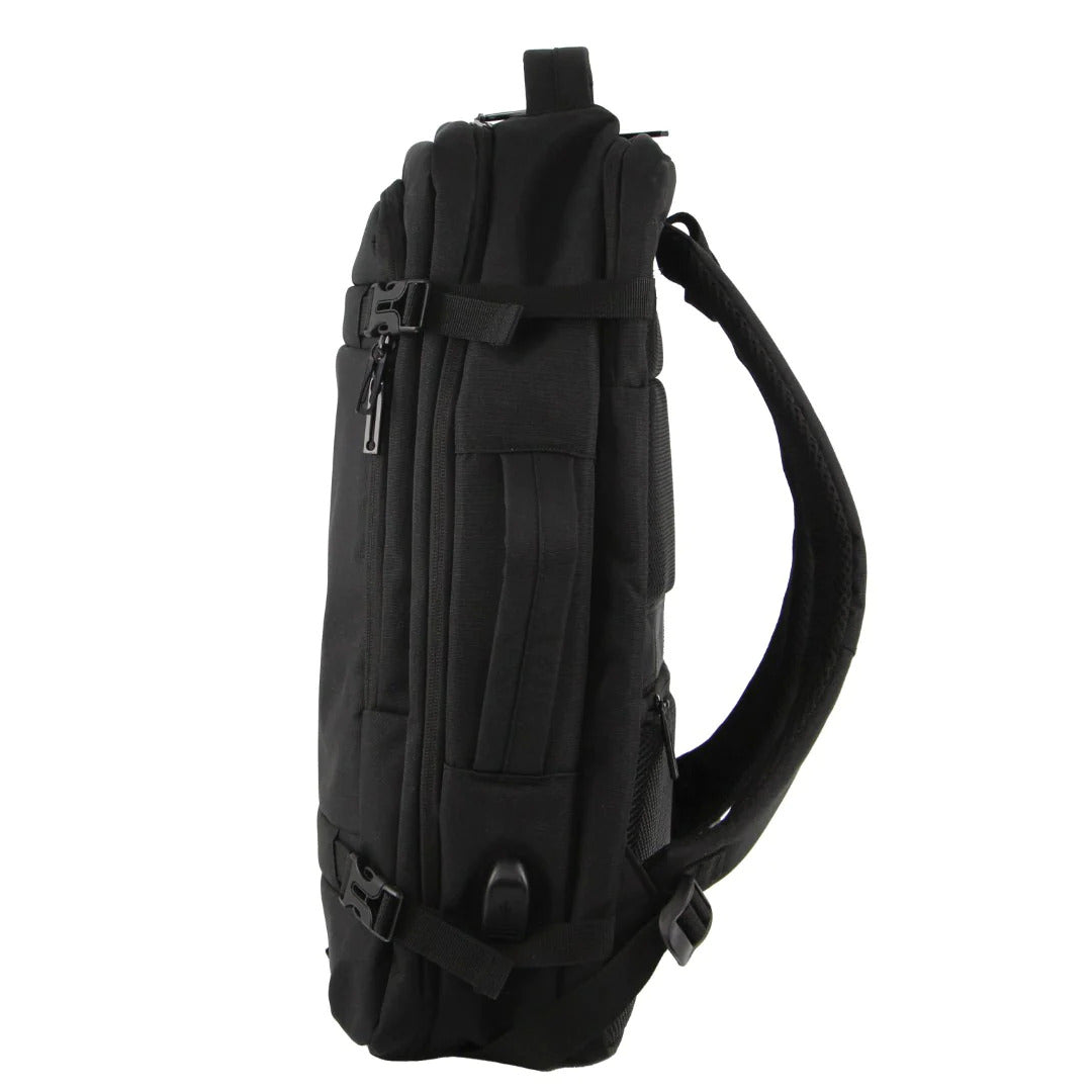 Pierre Cardin Mens Travel & Business 24L Backpack with Built-in USB Port - Black-2