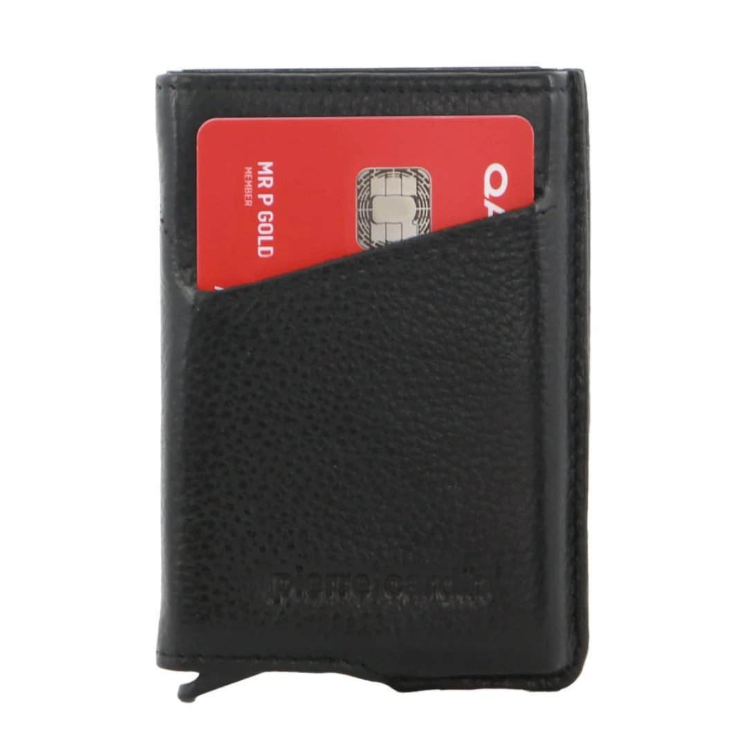 Pierre Cardin Leather Smart Slide Card Holder Tab Wallet RFID - Black-2