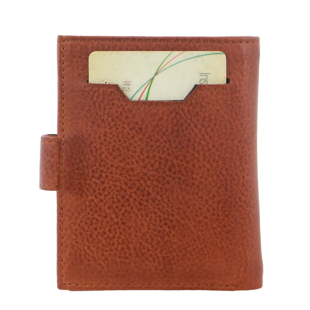 Pierre Cardin Leather Smart Slide Card Holder Tab Wallet with Buckle RFID - Tan-2