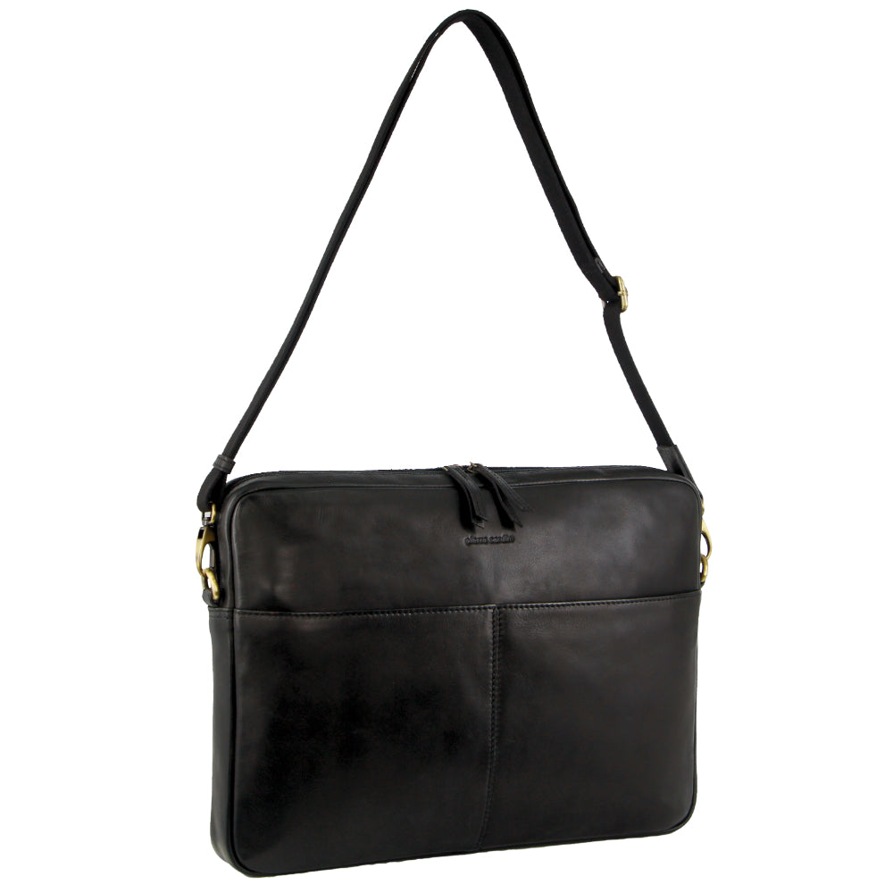 Pierre Cardin 13" Leather Laptop Computer Business Bag in Black-0