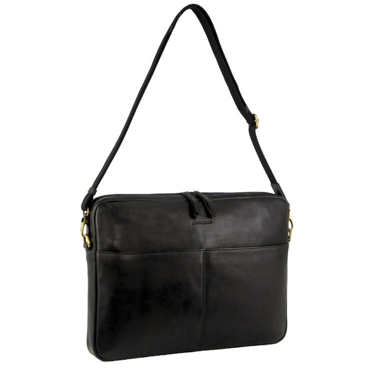 Pierre Cardin 13" Leather Laptop Computer Business Bag in Black-0
