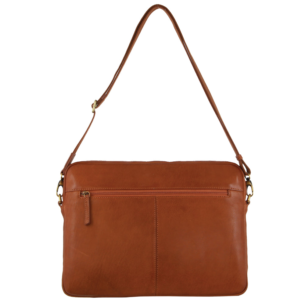 Pierre Cardin 13" Italian Leather 15" Laptop Computer Business Bag in Cognac-2