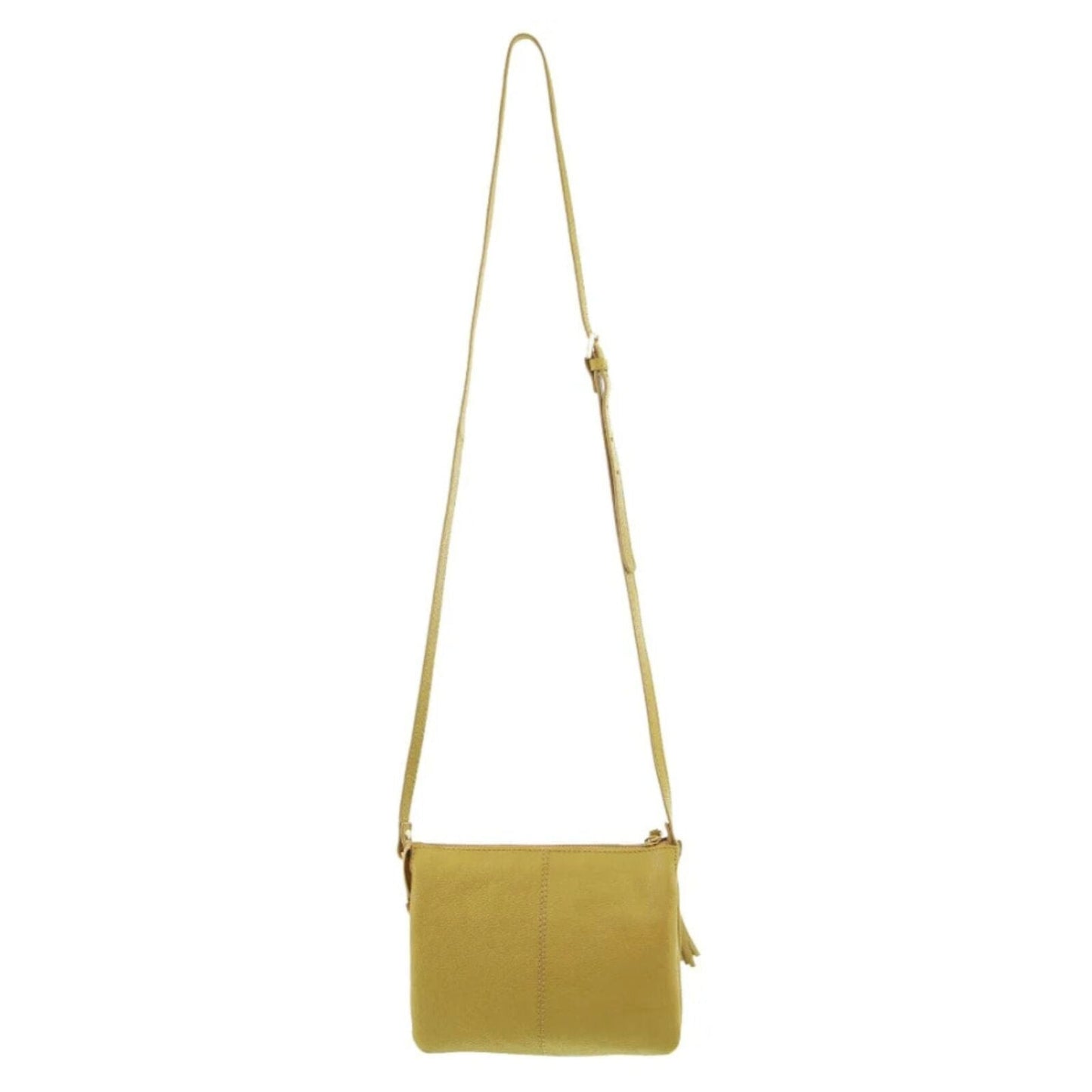 Pierre Cardin Leather Crossbody Bag Tassel Triple Compartment Strap - Yellow-3