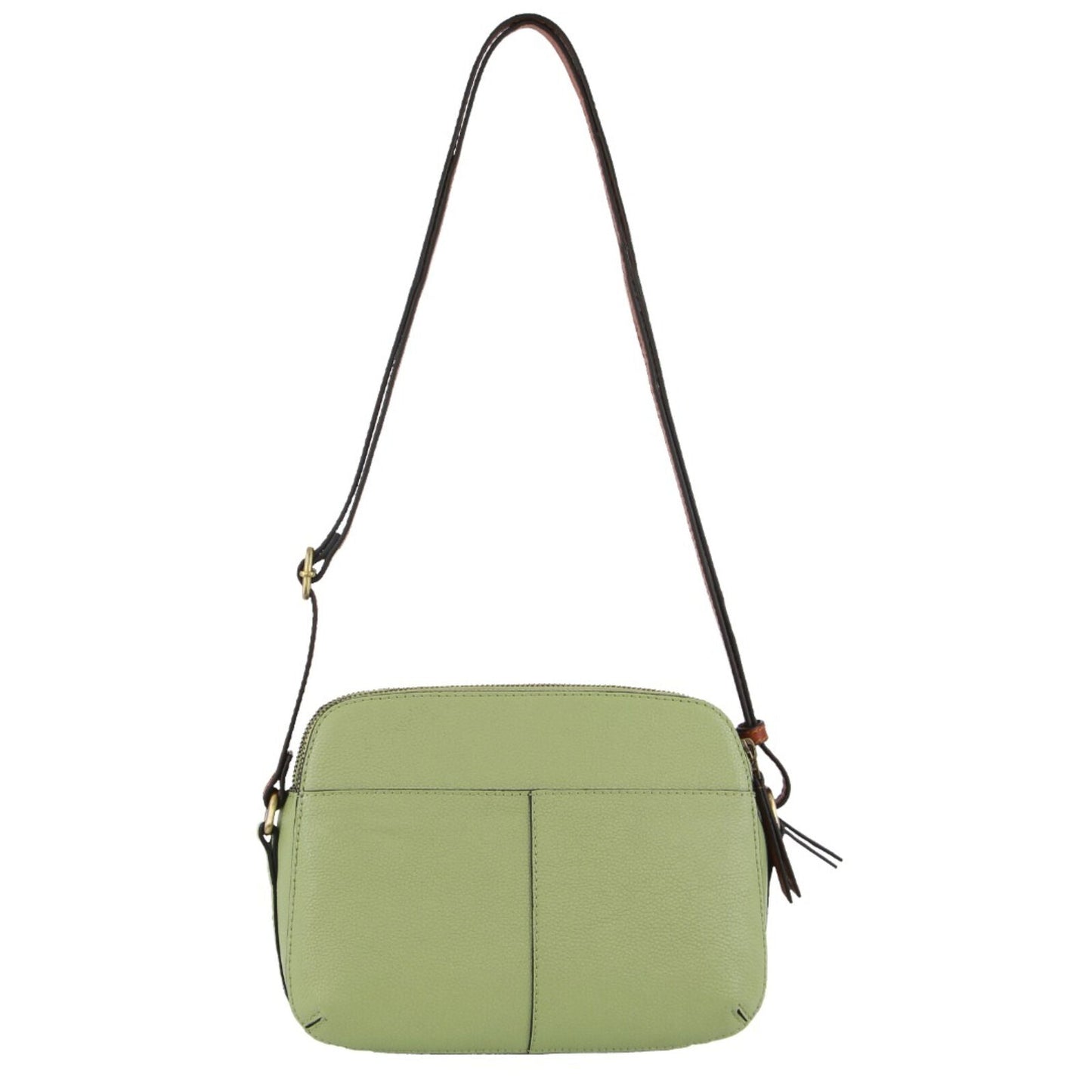 Pierre Cardin Leather Cross Body Bag Dual Zip Strap Shoulder Clutch in Jade