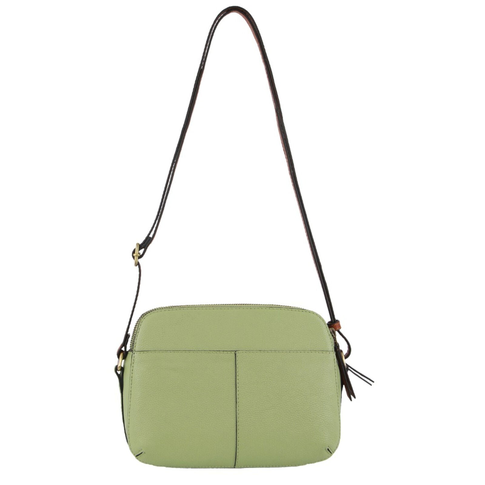Pierre Cardin Leather Cross Body Bag - Dual Zip Shoulder Clutch - Jade Green-2
