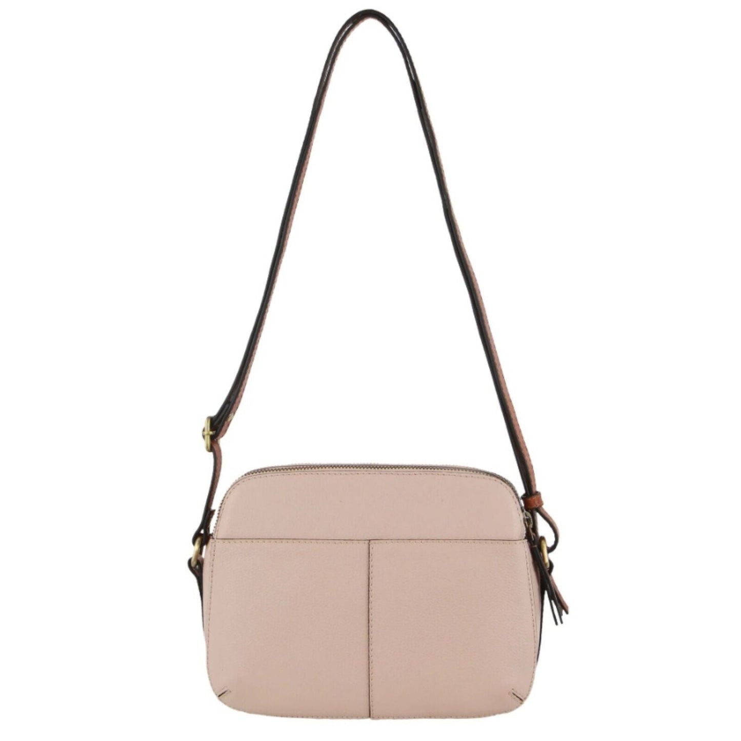 Pierre Cardin Leather Cross Body Bag Dual Zip Strap Shoulder Clutch in Nude