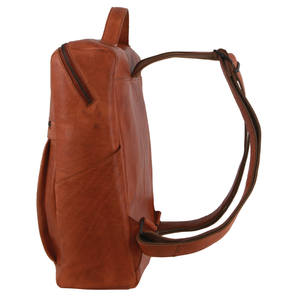 Pierre Cardin Italian Leather Unisex Backpack Bag w 15" Laptop Insert in Cognac-4