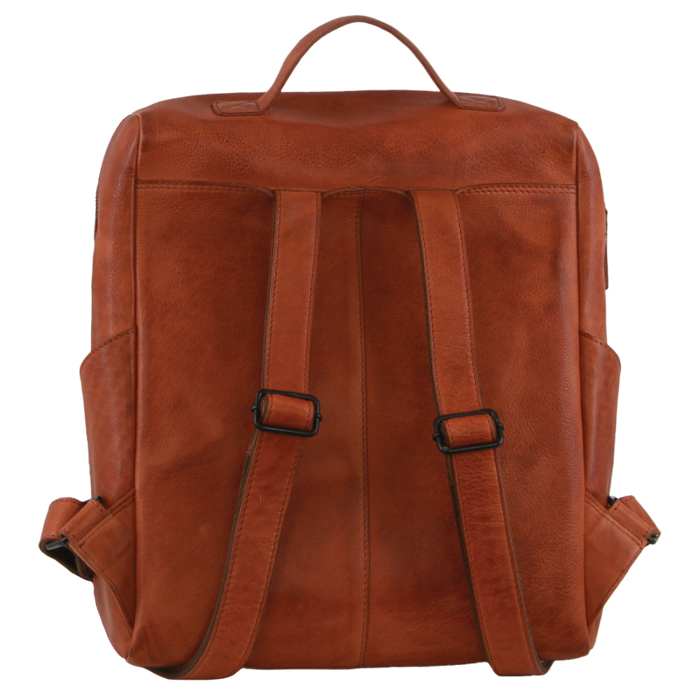 Pierre Cardin Italian Leather Unisex Backpack Bag w 15" Laptop Insert in Cognac-2