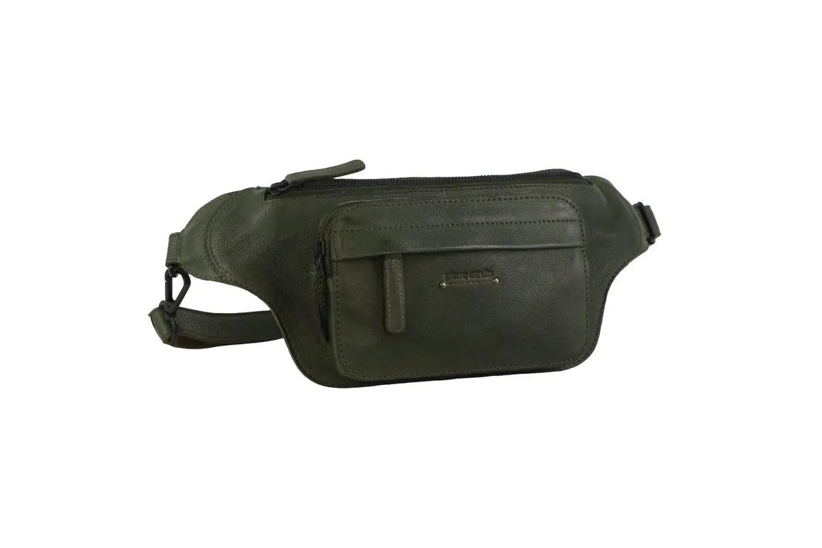 Pierre Cardin Mens Bum Bag Waist Pack Leather Travel Money Phone - Dark Green-0