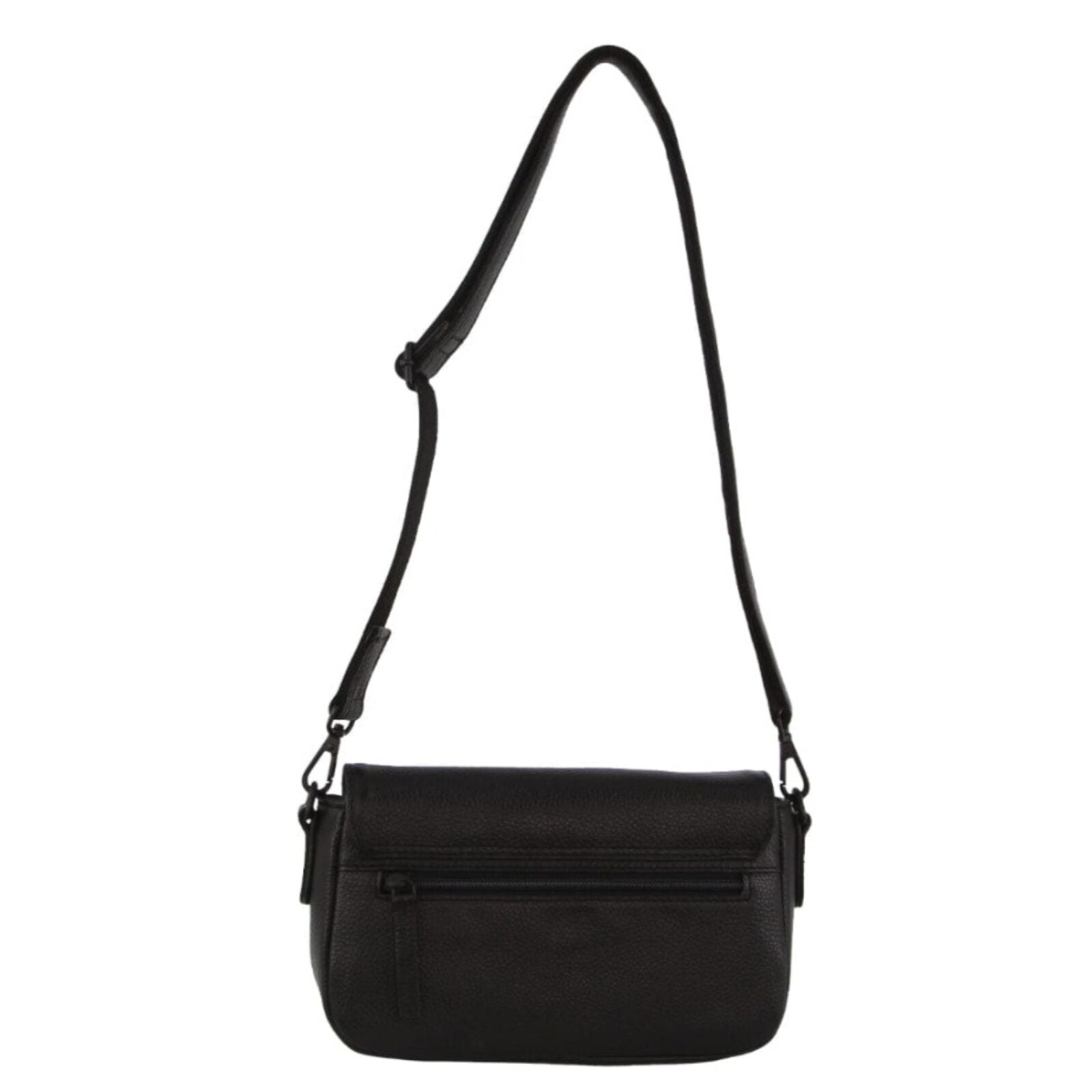 Pierre Cardin Leather Crossbody Bag Pleated Adjustable Detachable Strap - Black-3