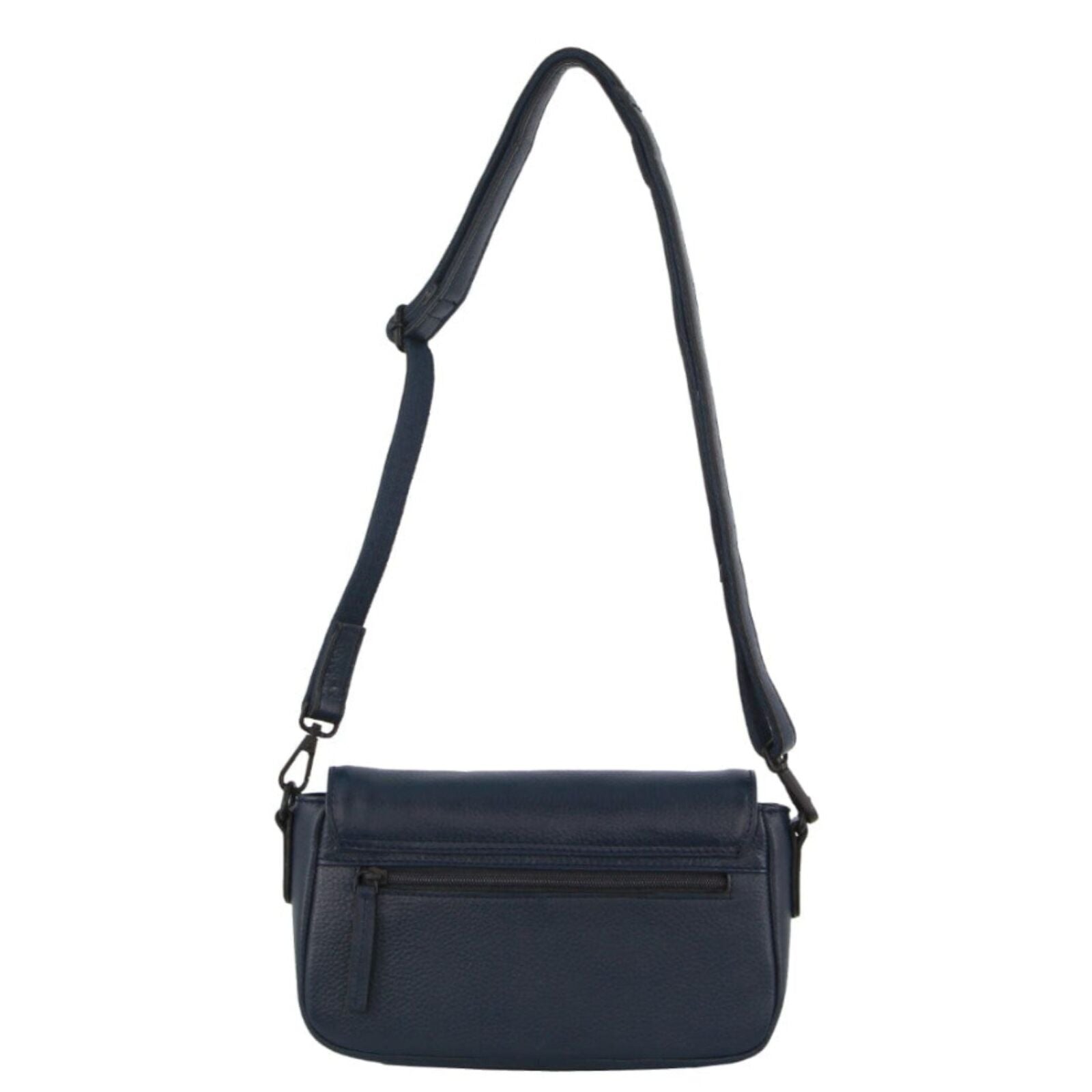 Pierre Cardin Leather Crossbody Bag Pleated Adjustable Detachable Strap - Navy-3