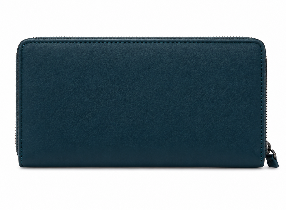 Pierre Cardin Womens Leather Zip Around Wallet RFID Blocking w/ Wristlet in Navy