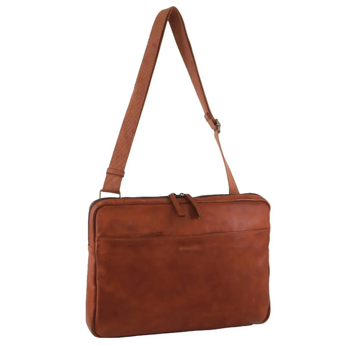 Pierre Cardin Mens Italian Leather Business Computer Laptop Bag in Cognac-1