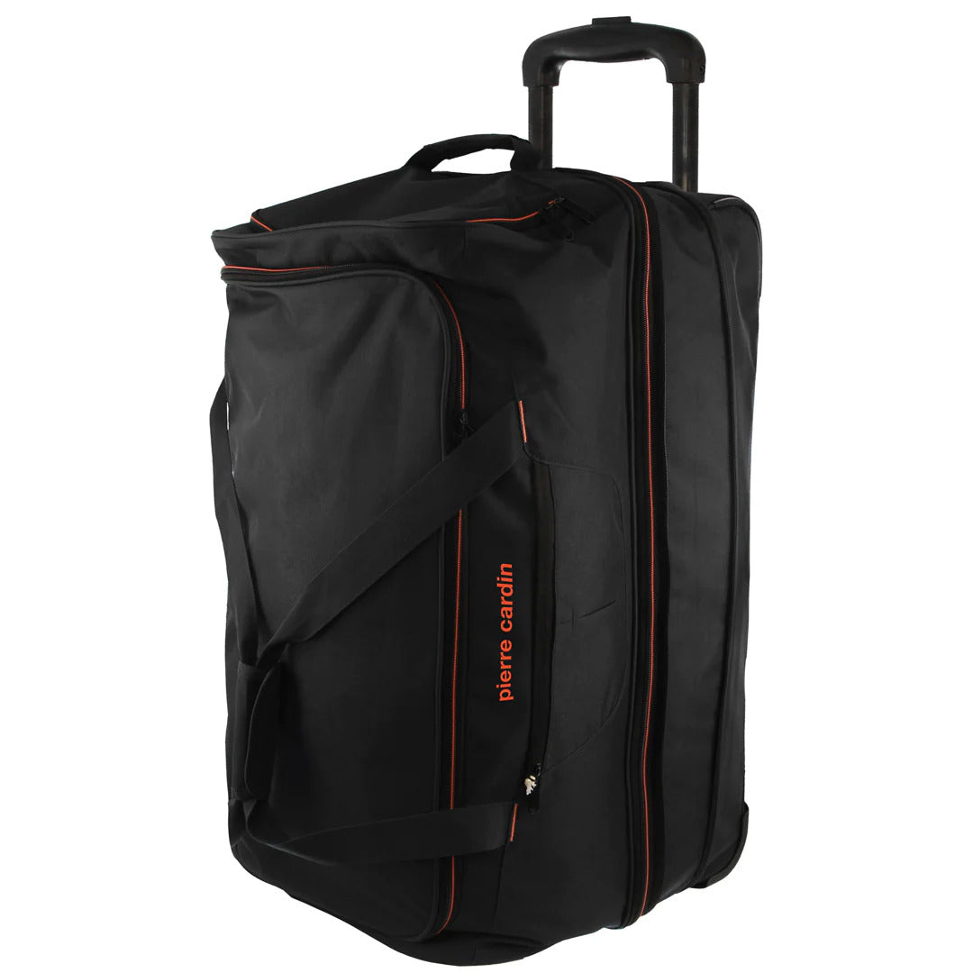 140L Pierre Cardin Trolley Bag Medium Soft Travel Luggage Wheeled Duffle - Black-0