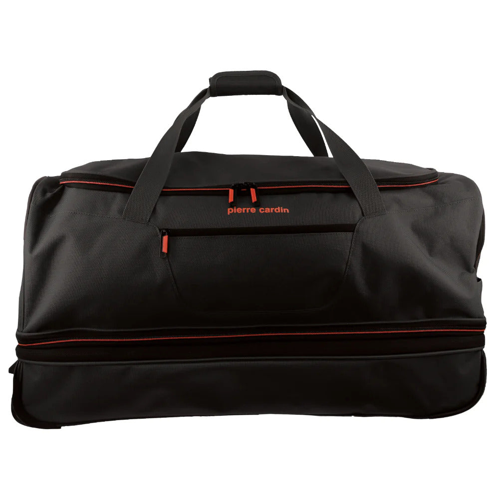 140L Pierre Cardin Trolley Bag Medium Soft Travel Luggage Wheeled Duffle - Black-3