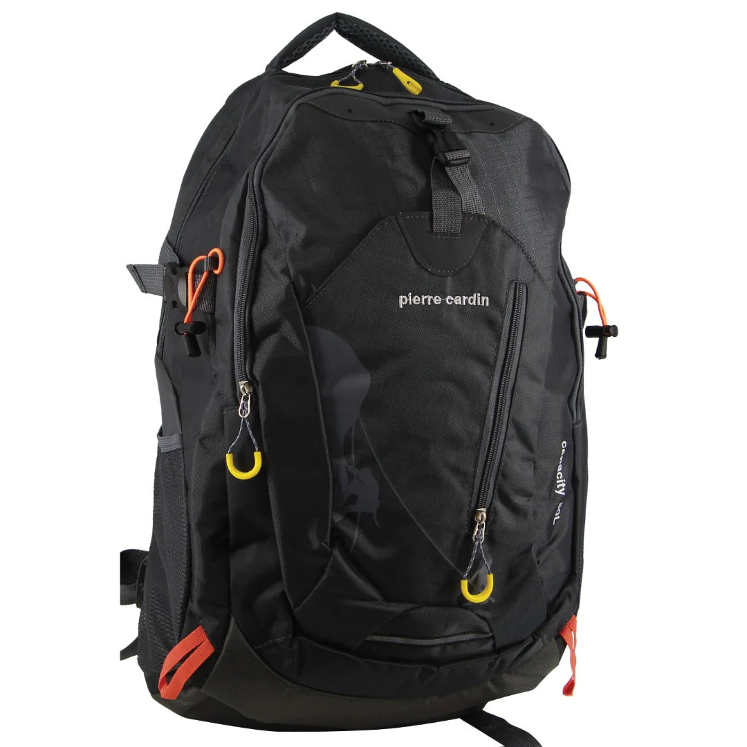Pierre Cardin Mens Nylon Travel & Sport Medium Backpack Bag in Grey/Black-0